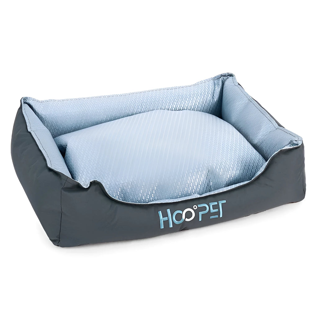 Soft grey pet bed with removable cover shown in small, medium, and large sizes for dogs and cats