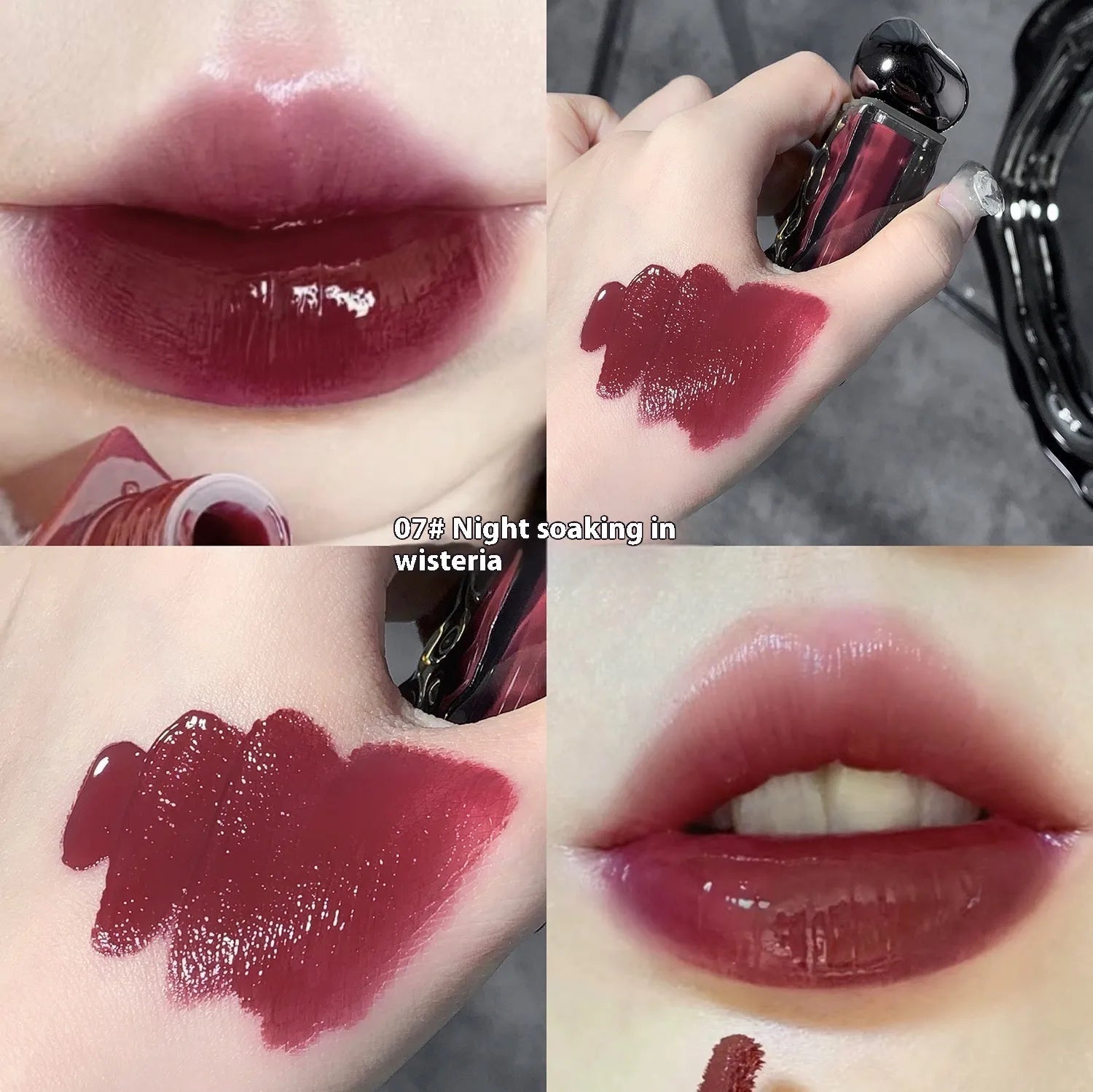 Glacier Lava Lip Lacquer in water-light mirror formula with seven shade options 01-07