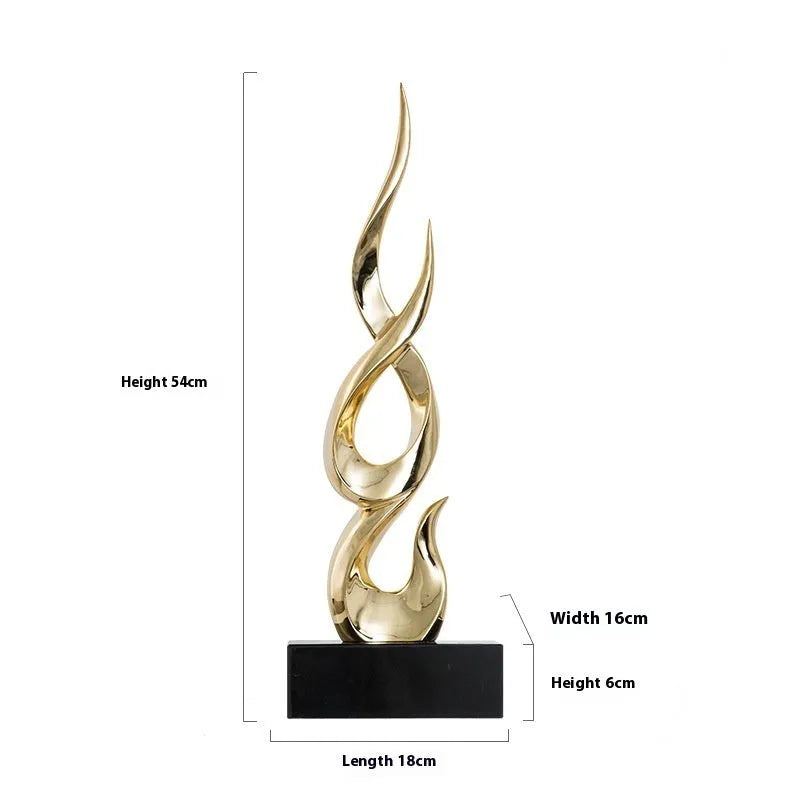 Resin festival high-rise decoration craft in bright gold colour with modern simplicity design