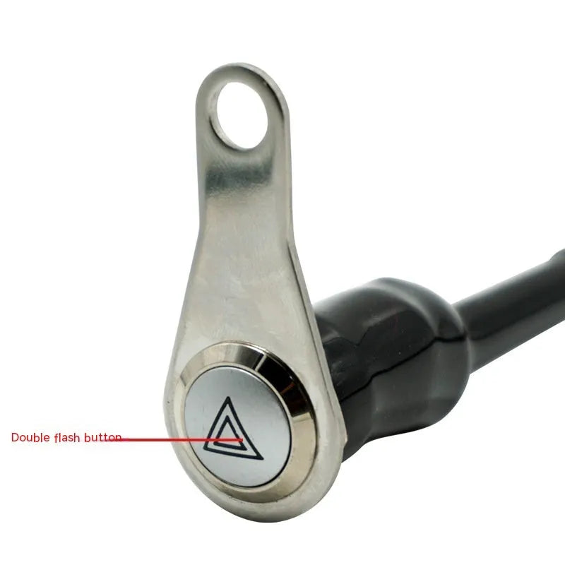 Black stainless steel motorcycle double flash switch with illuminated light ring and 7mm installation aperture