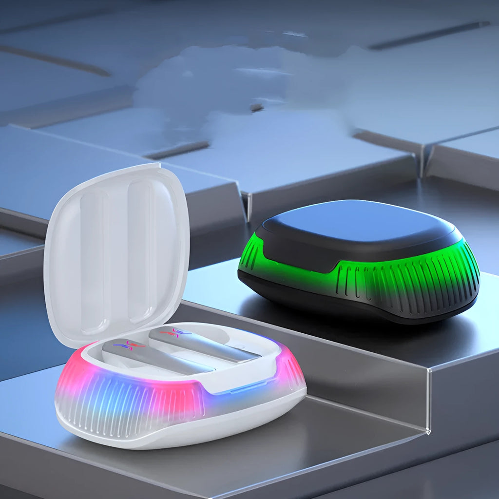 Hall Flashing Wireless Gaming Headset in Black or White with earplug design