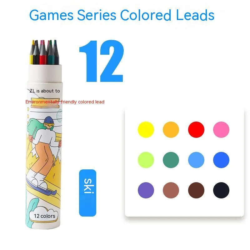 Zhenglin Sports series colour pencils in 24 and 36 colour sets for children's drawing.