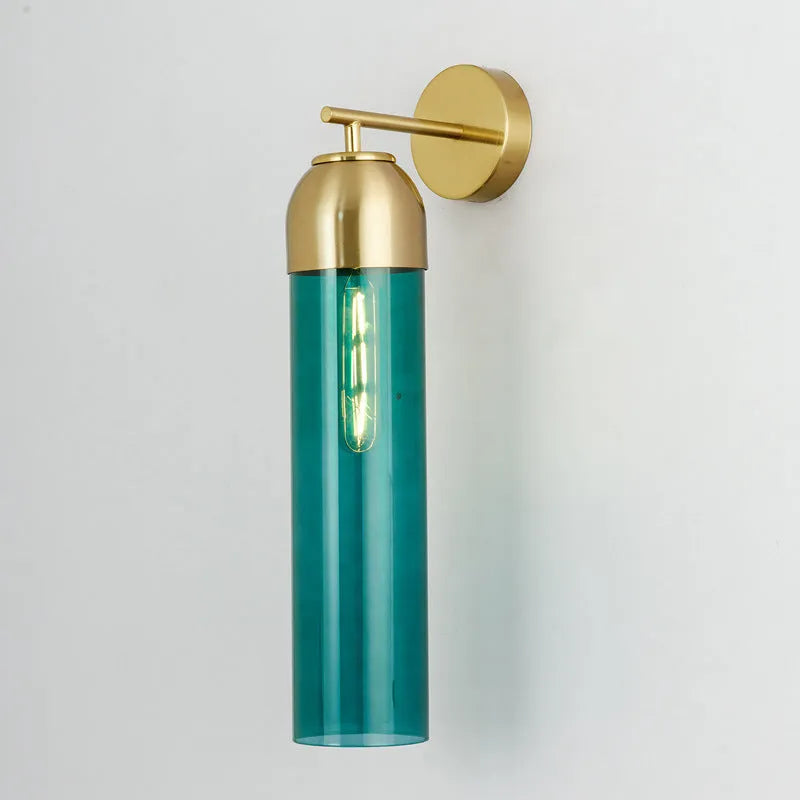 Modern minimalist glass wall lamp with 40cm diameter shade in five colour options