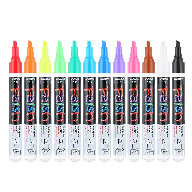 6mm electronic fluorescent plate highlighter with oblique pen shape and pressure valve design