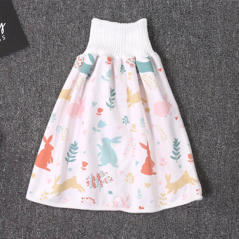 Pure cotton baby diaper skirt in dinosaur print, small size 0-4 years, with button fastening
