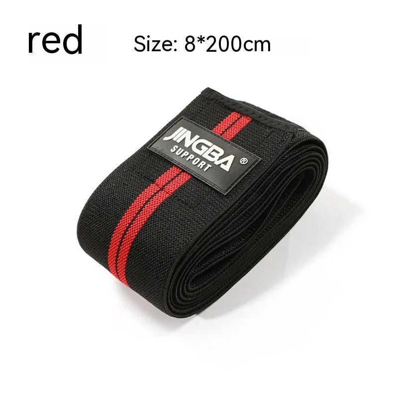 Sports knee pads for weightlifting and cycling in adjustable free size with blue, yellow, red, or grey colour options
