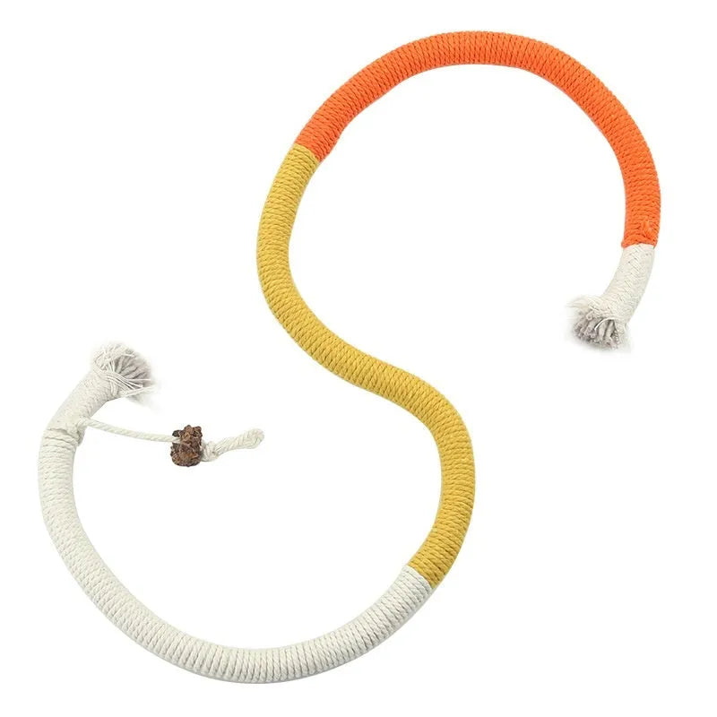 Cat bite rope toy self-hi relieving stuffy pet toy in traffic light colour with cotton thread construction