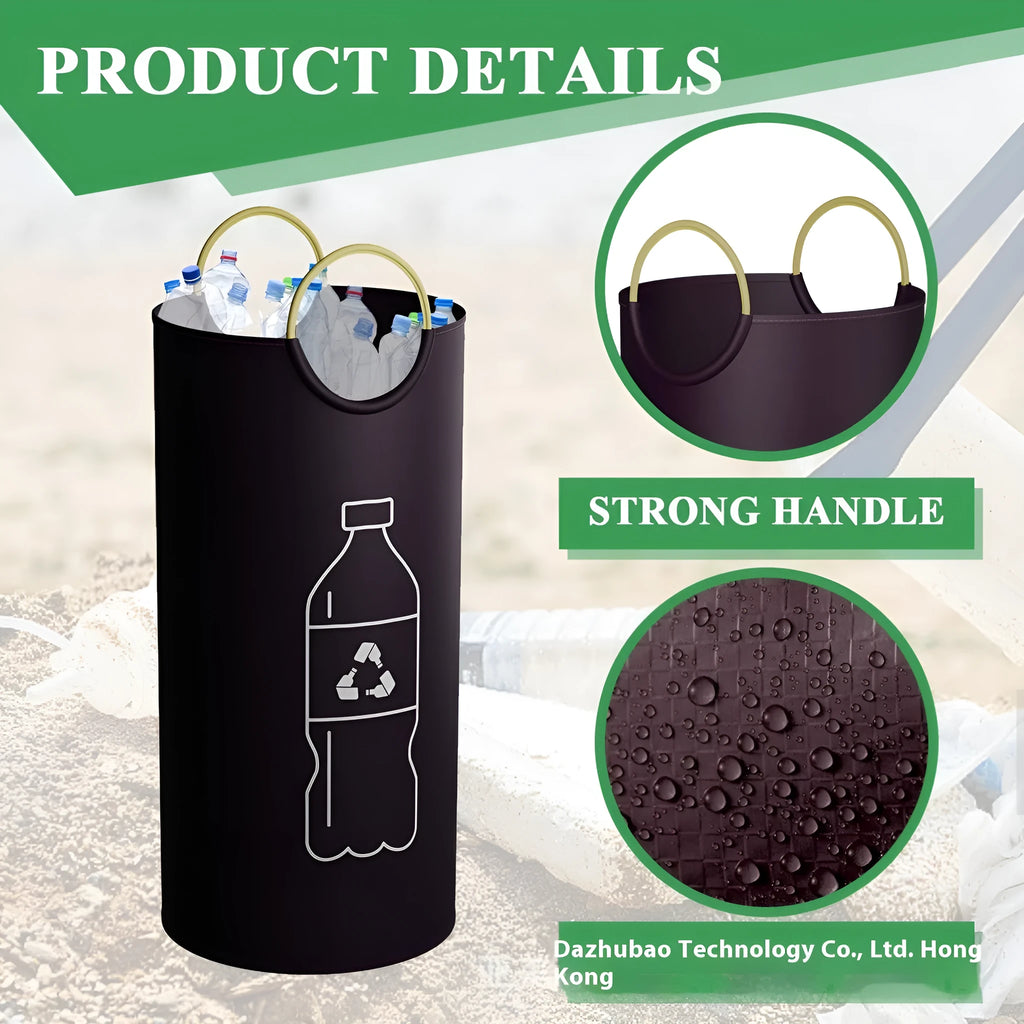 Round portable plastic waste bin with measurements of 38cm wide by 72cm high.