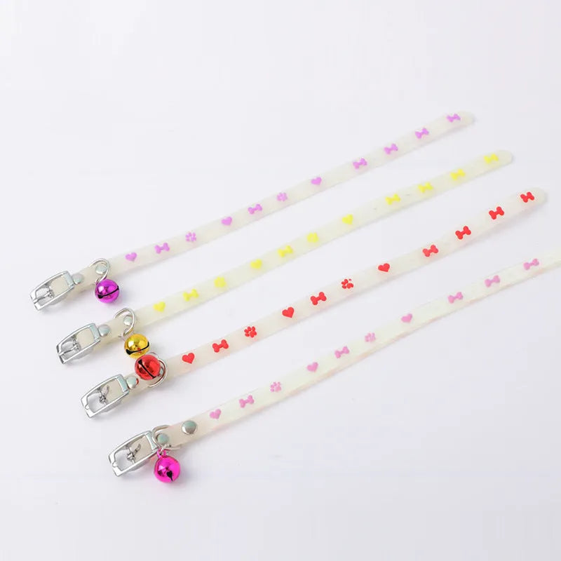Meow Xinbao luminous cat collar with adjustable 29cm silicone chain and metal bell