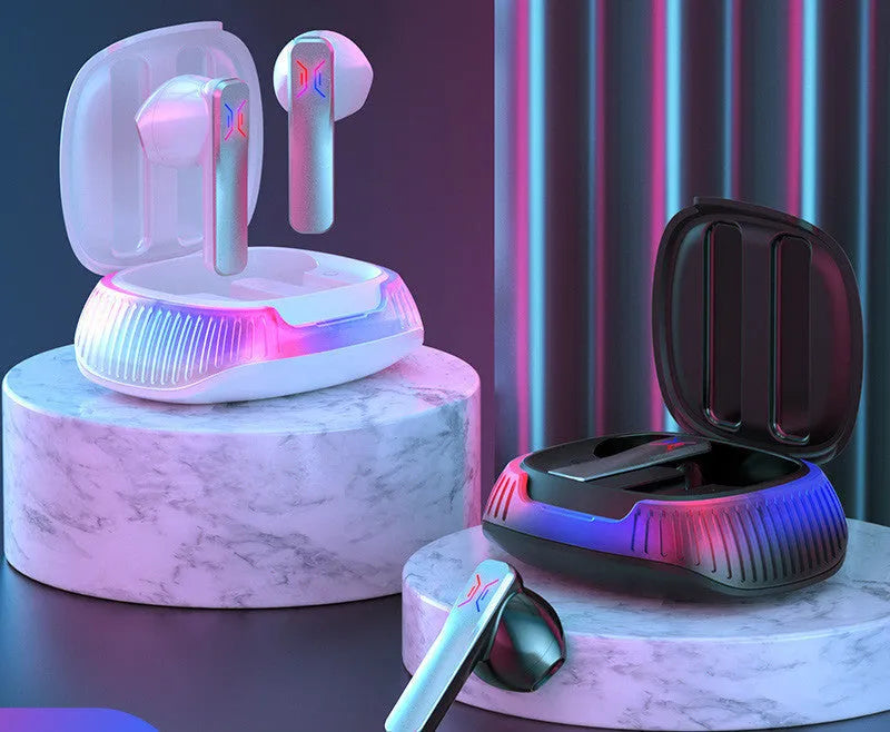 Hall Flashing Wireless Gaming Headset in Black or White with earplug design