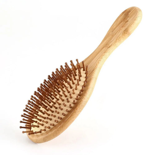 Carbonised bamboo cushion massage comb with smooth finish, 66x218mm size