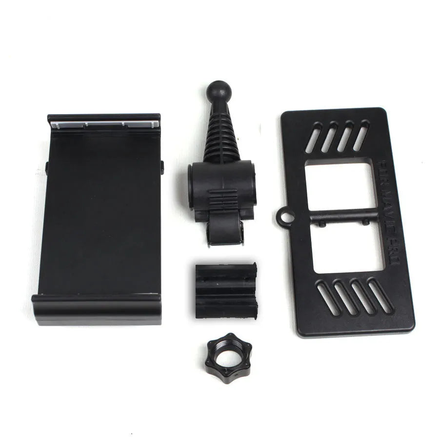 Black MAVIC PRO remote phone holder, injection-moulded flat stand support plate for DJI Mavic Pro controller, fits 4 to 12 inch devices