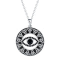 Copper Devil's Eye pendant necklace with electroplated finish on a cross chain for women.