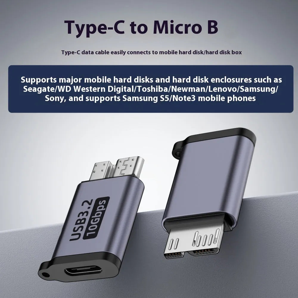 USB-A male to Micro-B female adapter for hard drives and phones