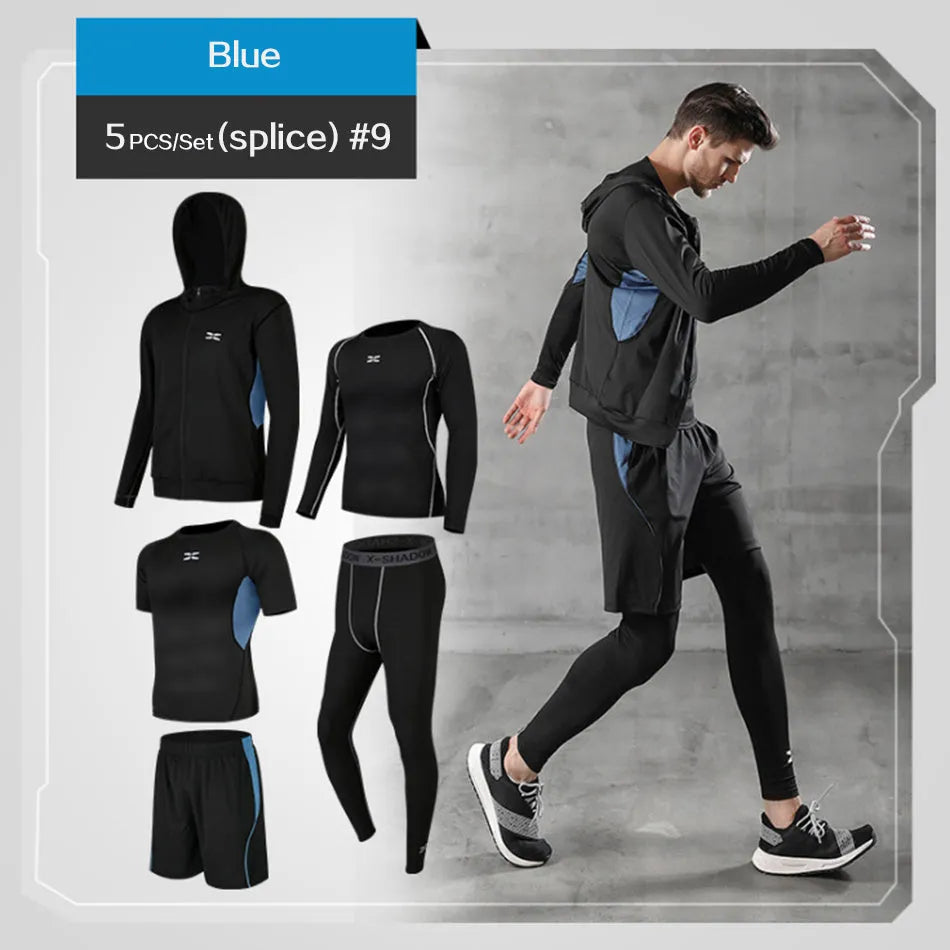 Men's polyester sports suit two-piece set in black – tops and trousers coordinated tracksuit
