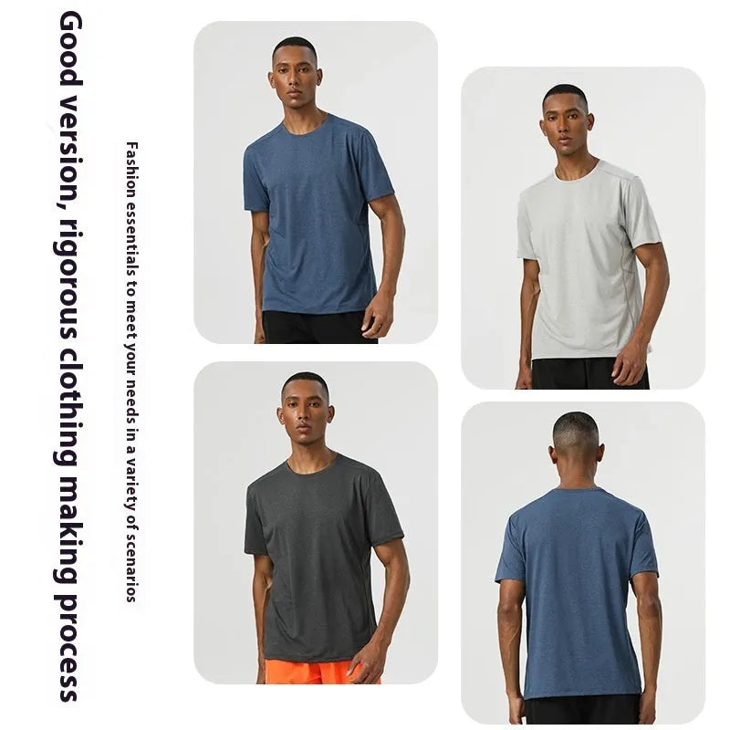 Men's short sleeve polyester sports t-shirt with quick-drying fabric and reflective elements in three colour options