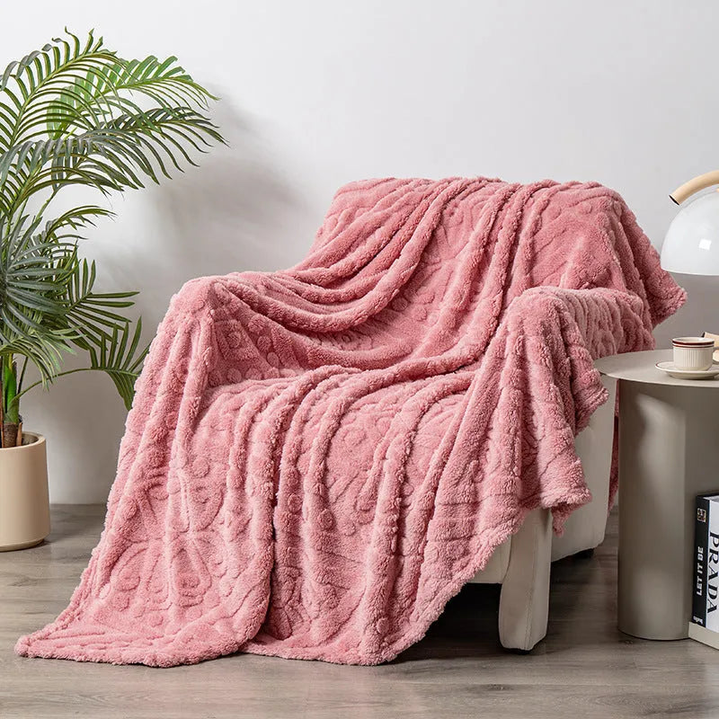 Polyester velvet jacquard sofa blanket in multiple sizes and colours with floral pattern