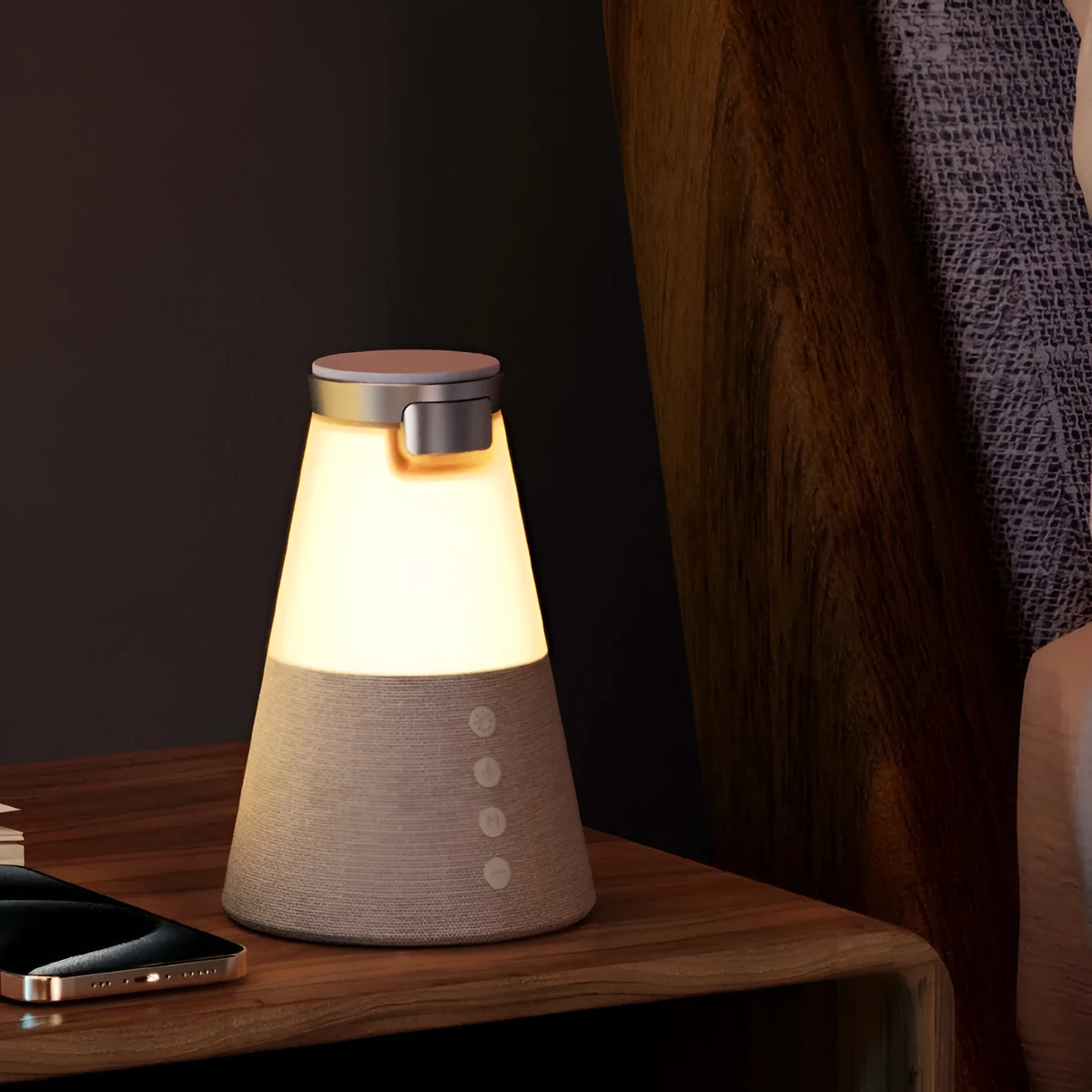 Gray 3-in-1 magnetic wireless charging Bluetooth speaker night light with lithium battery and 15W rated power