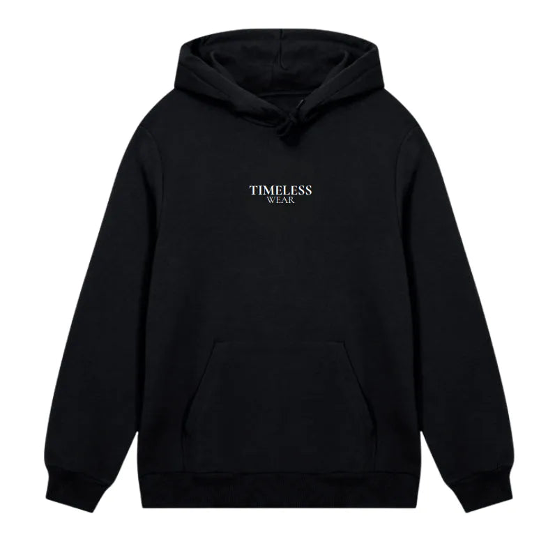 Loose drop shoulder hooded sweatshirt in solid white or black, pullover casual top sizes S to 5XL