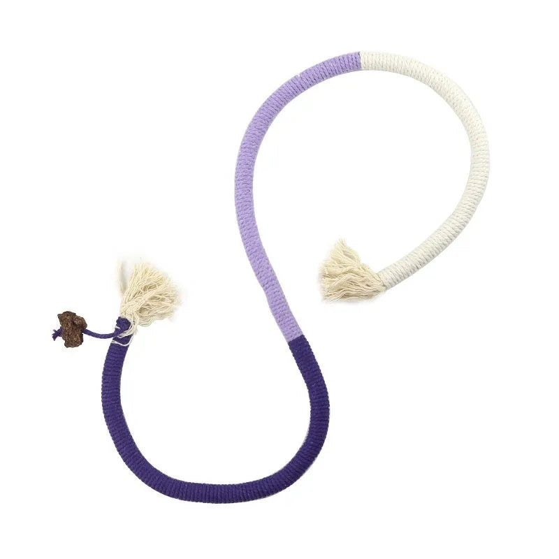 Cat bite rope toy self-hi relieving stuffy pet toy in traffic light colour with cotton thread construction