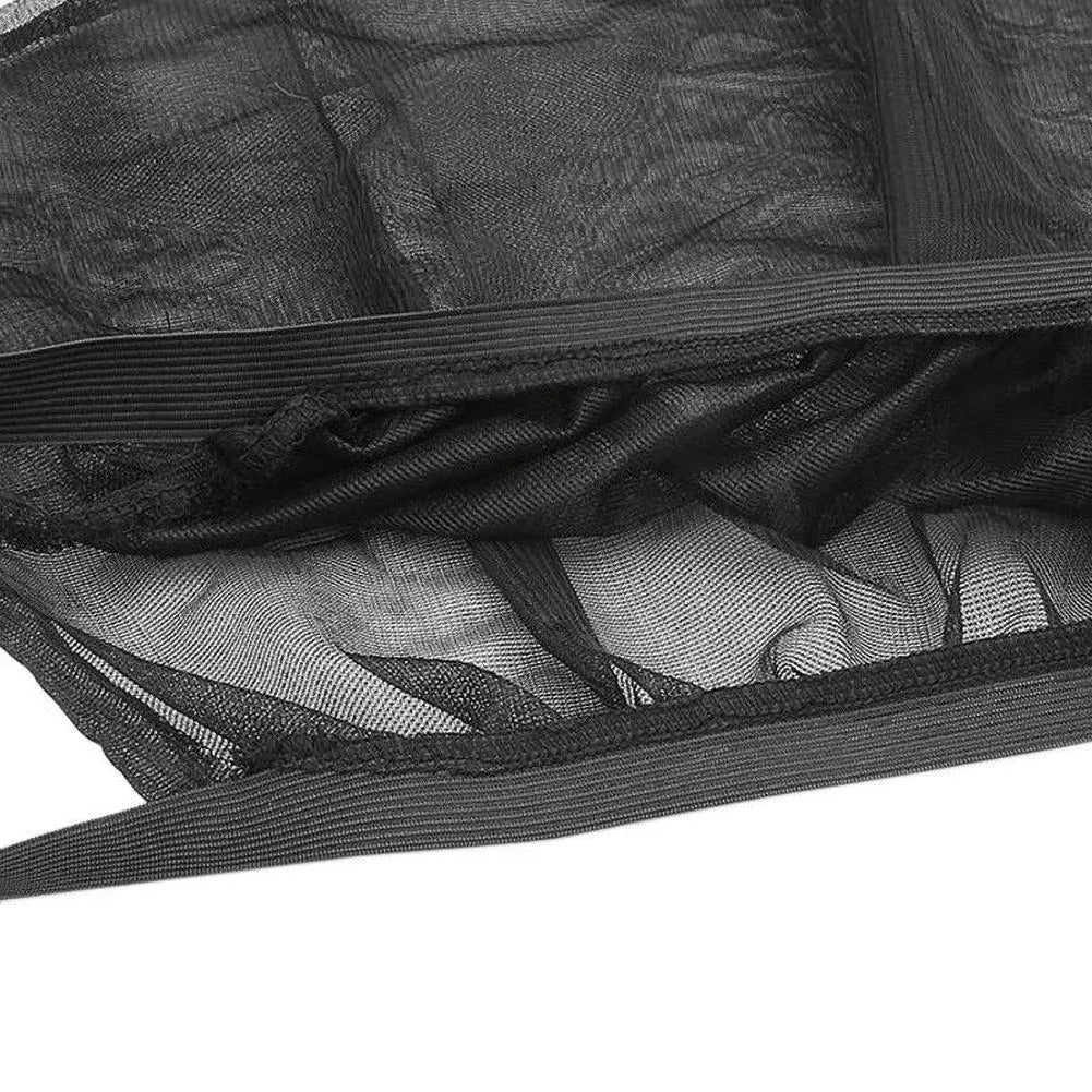 Stretchy non-woven mesh car side window sunshade installed on a vehicle door