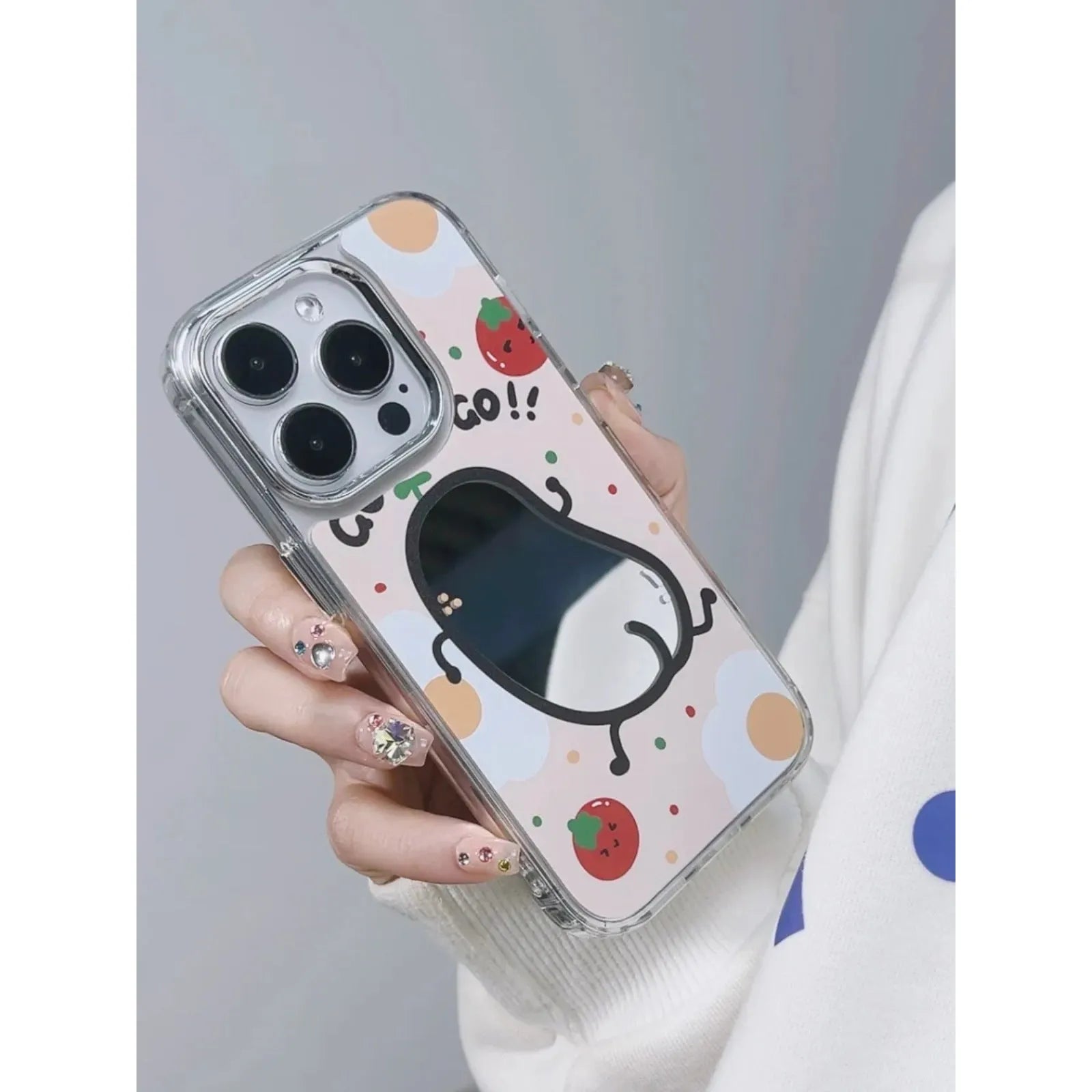 PC drop-resistant mirror phone case with fun potato chips design for Apple iPhone 11 to 16 series