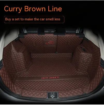 Custom 3D non-slip boot liner for Mitsubishi Outlander in a black colour with contrasting stitching.