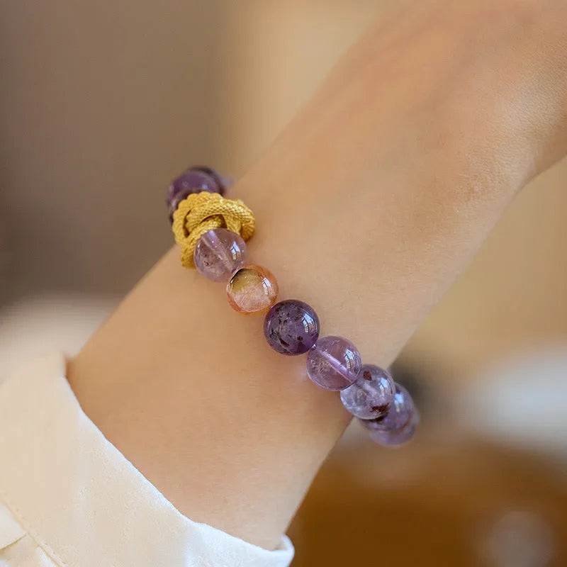 Purple cornucopia nine purple crystal good luck bracelet with animal zodiac design