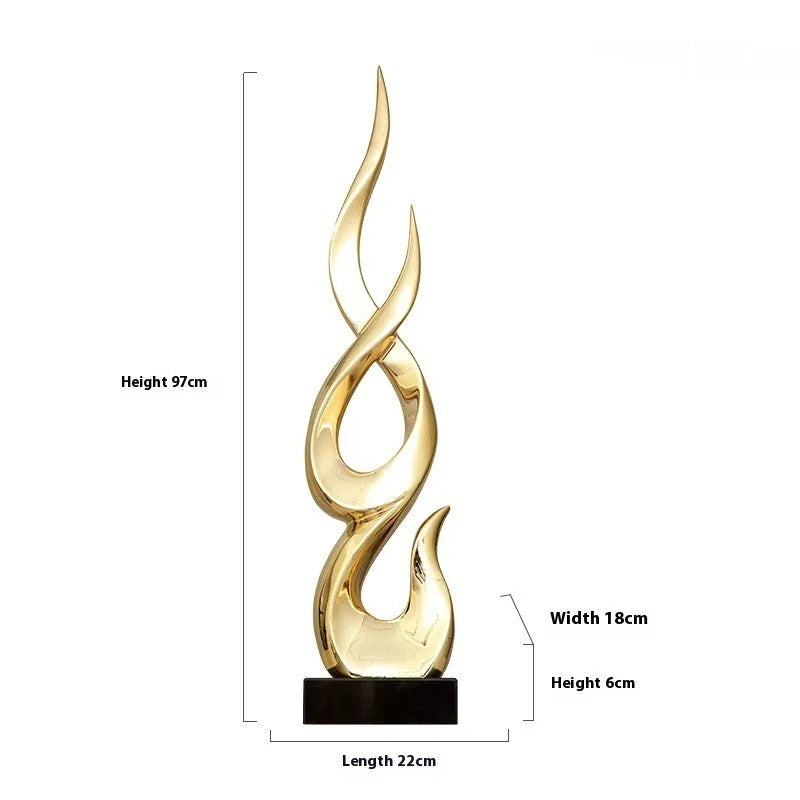 Resin festival high-rise decoration craft in bright gold colour with modern simplicity design