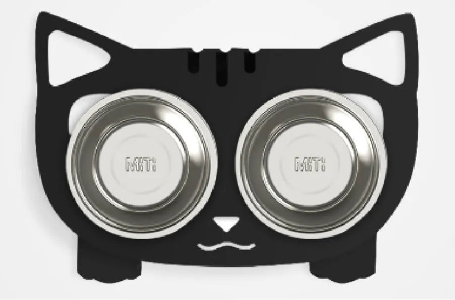 Anti-falling cat dog stainless steel feeding water bowl 35cm x 25cm x 80cm in black white pink blue