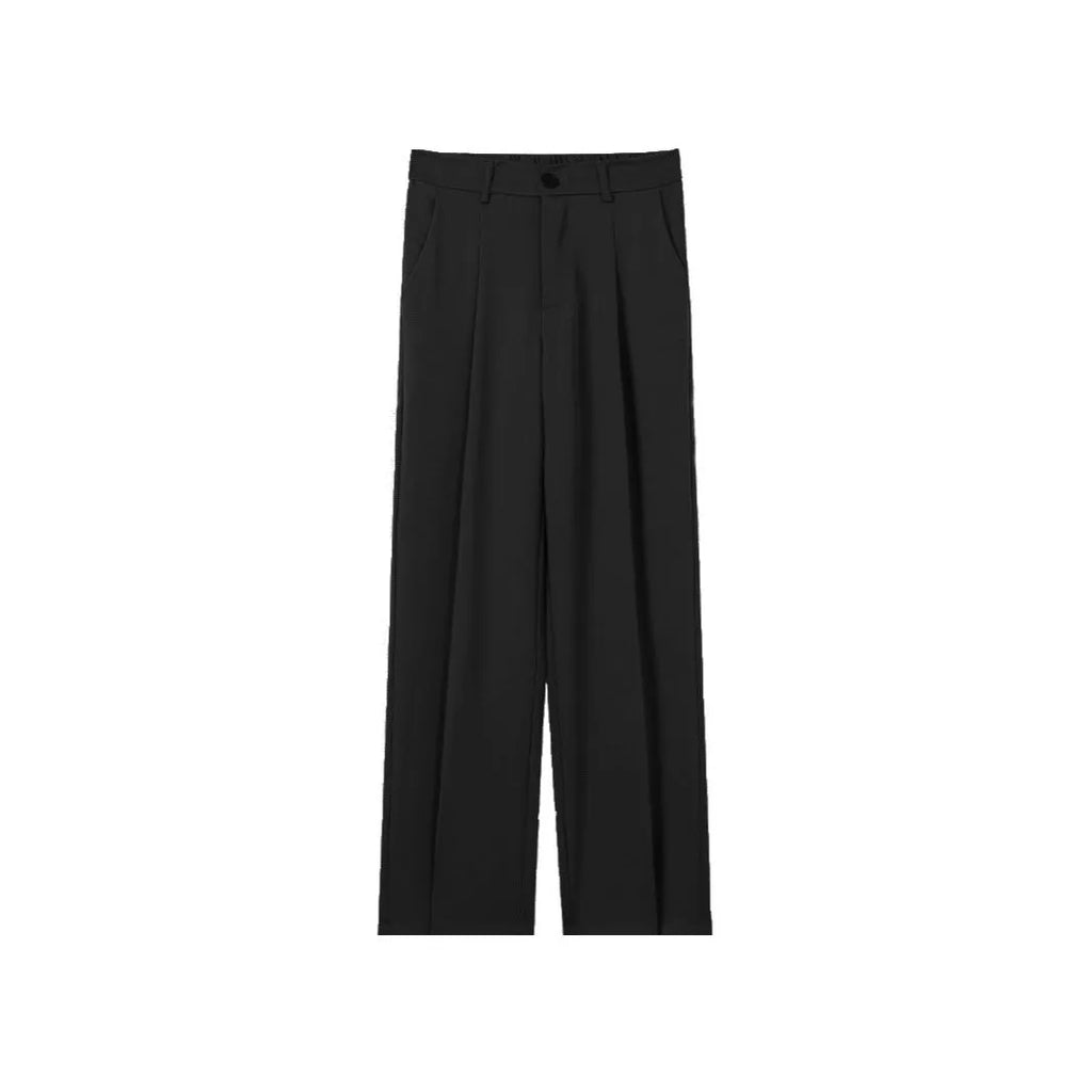 Men's straight polyester suit pants in black and navy blue, business style, sizes S to 8XL