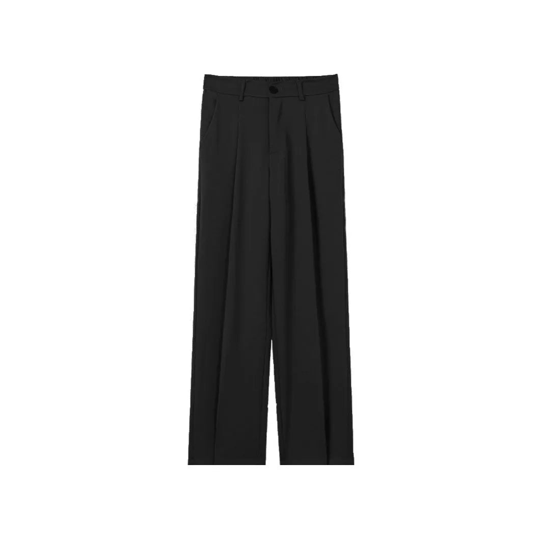 Men's straight polyester suit pants in black and navy blue, business style, sizes S to 8XL