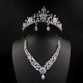 Bride headdress crown necklace and earrings three-piece jewellery set in gold and pearl design