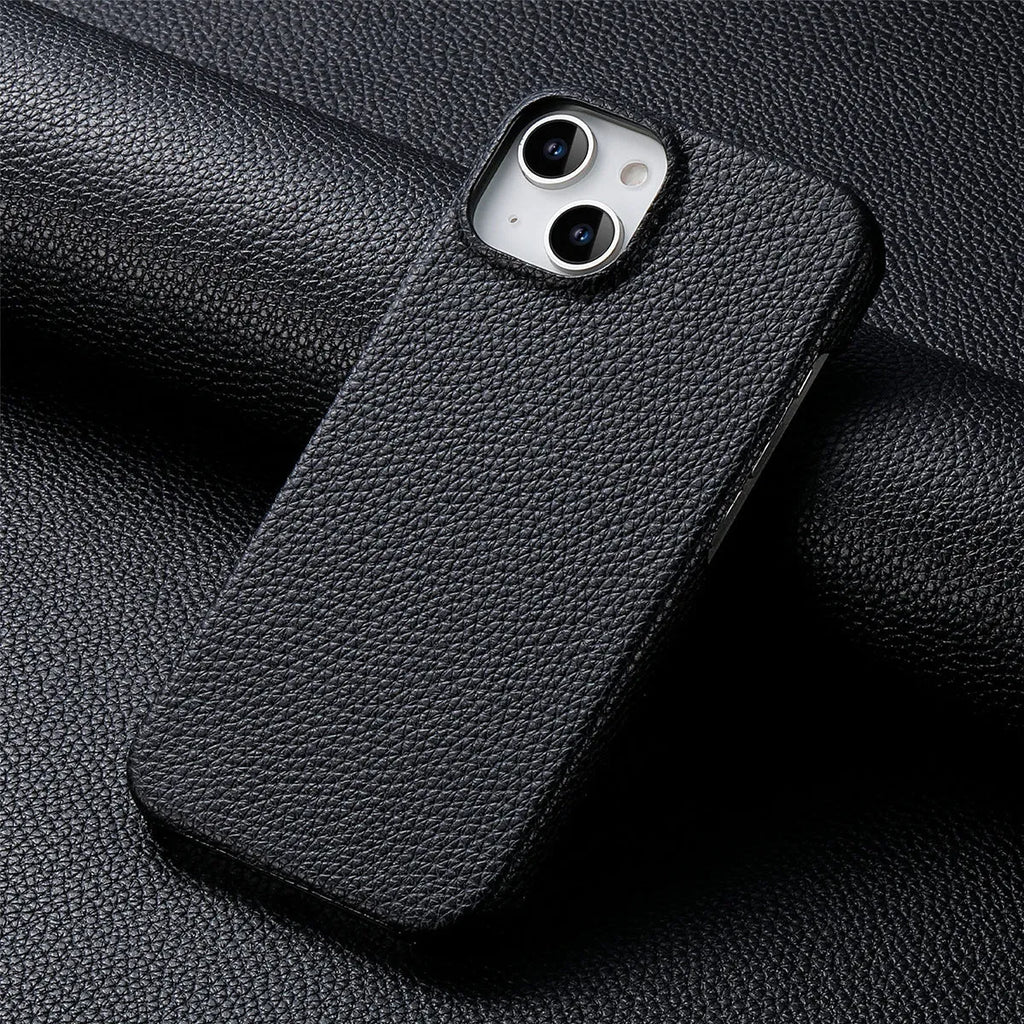 PU leather litchi grain phone case in matcha green for Apple iPhone protective cover