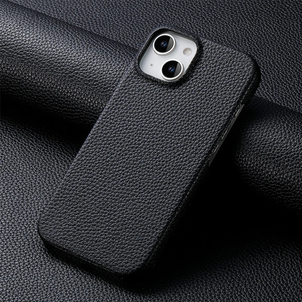 PU leather litchi grain phone case in matcha green for Apple iPhone protective cover