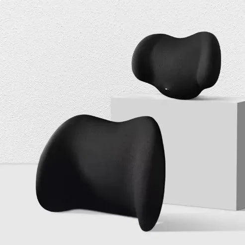 Memory foam car headrest and waist back cushion set in simple design