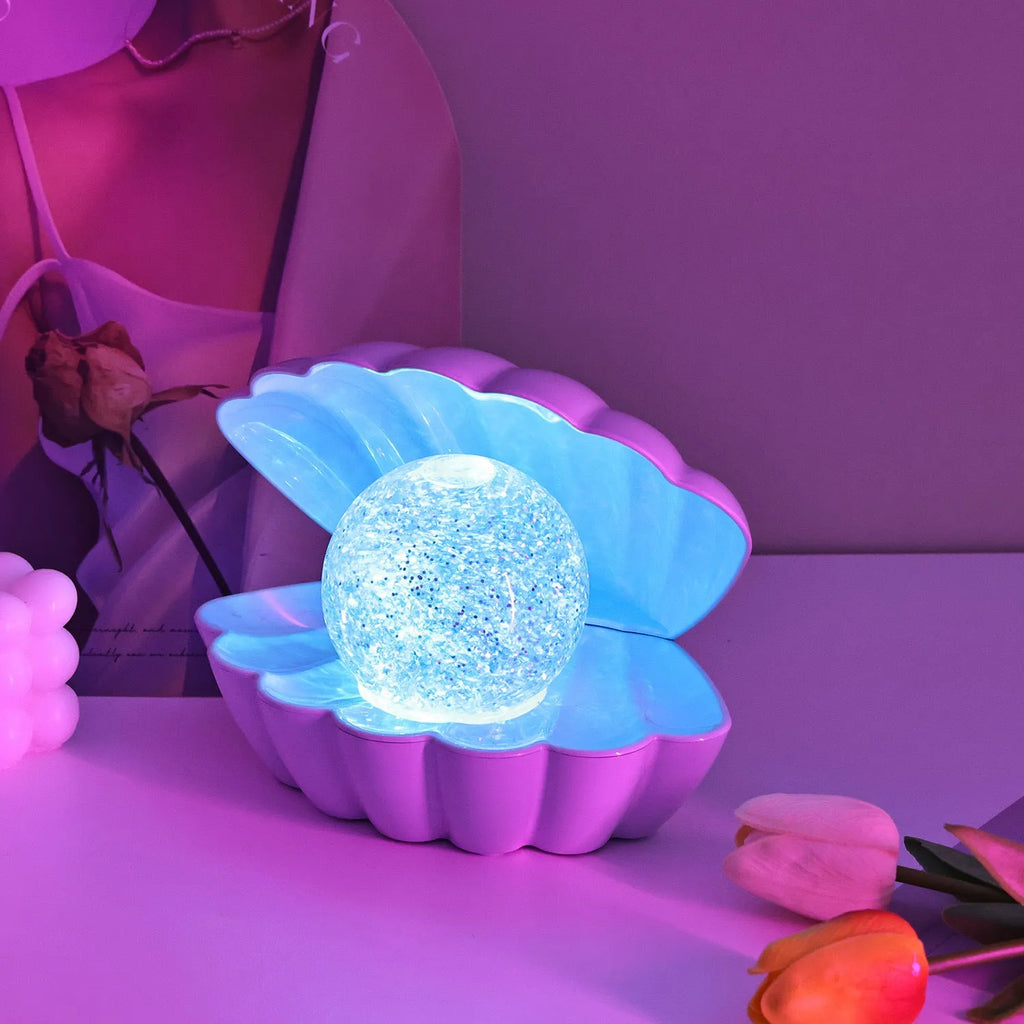 Shell-shaped neon night lamp with battery power for decorative ambience lighting