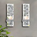 Pair of silver mirror glass candlestick holders for wall mounting, modern minimalist style