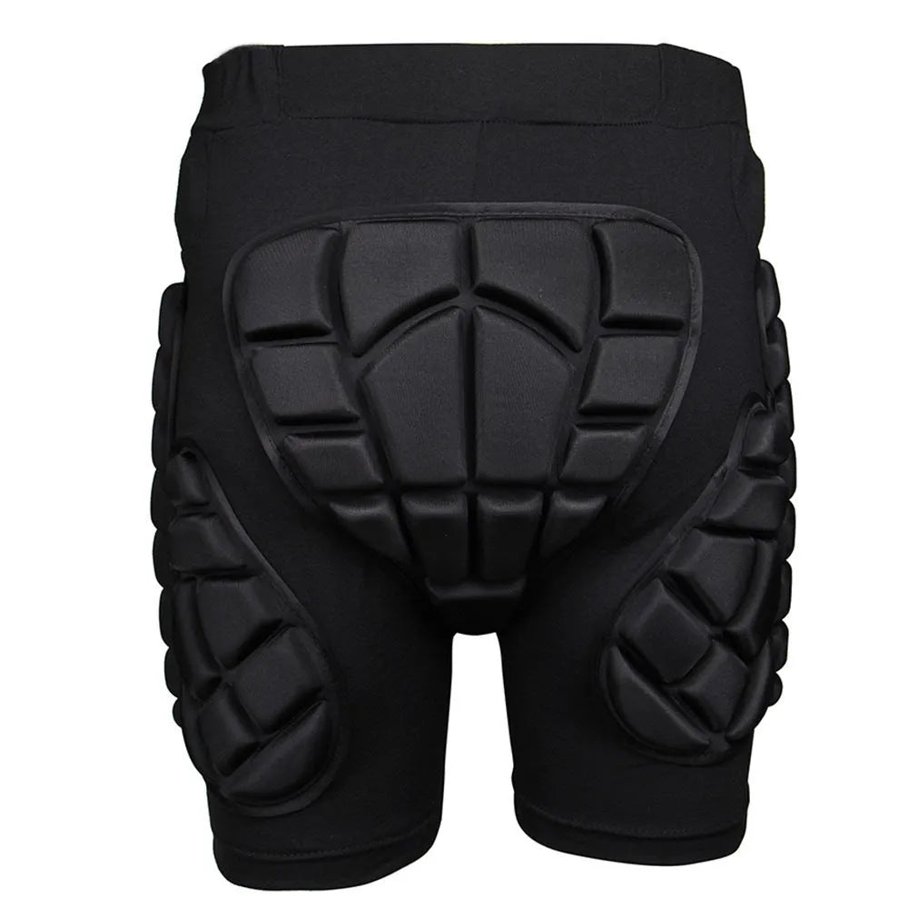 Skating protective diaper shorts with EVA foam padding, black, breathable fabric, elastic waistband