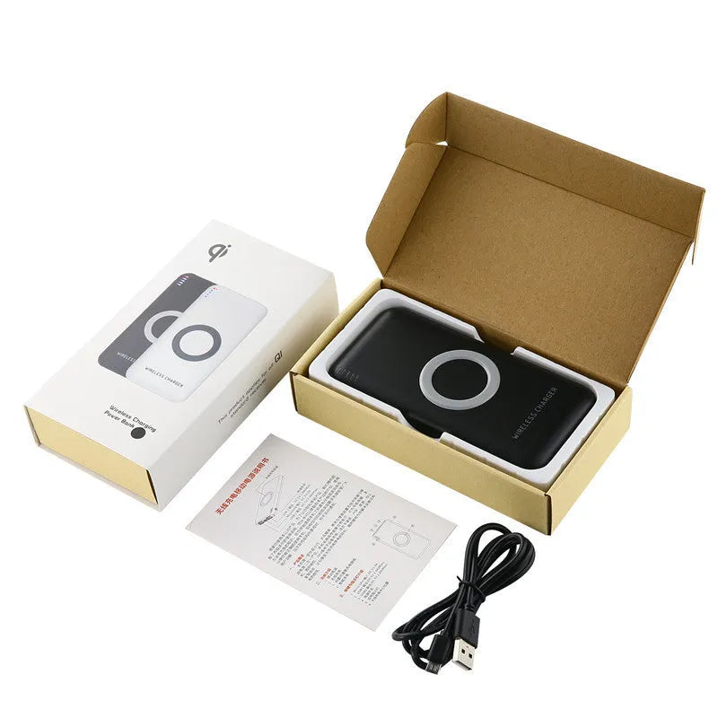 B100 wireless charging mobile power supply in black and white colours showing portable design