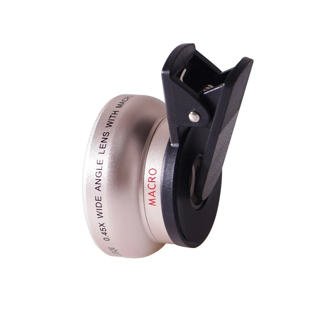 LIEQI See 0.45X wide-angle and macro mobile phone camera lens in Black, Gold, Rose Gold, and Silver colours