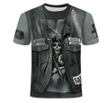 3D T-shirt with printed illusion effect, cotton blend, available in sizes S to 6XL