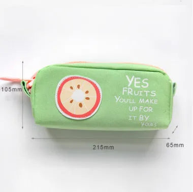 Leather corner animal pencil case in cartoon pattern with zip closure, compact storage for pens and pencils