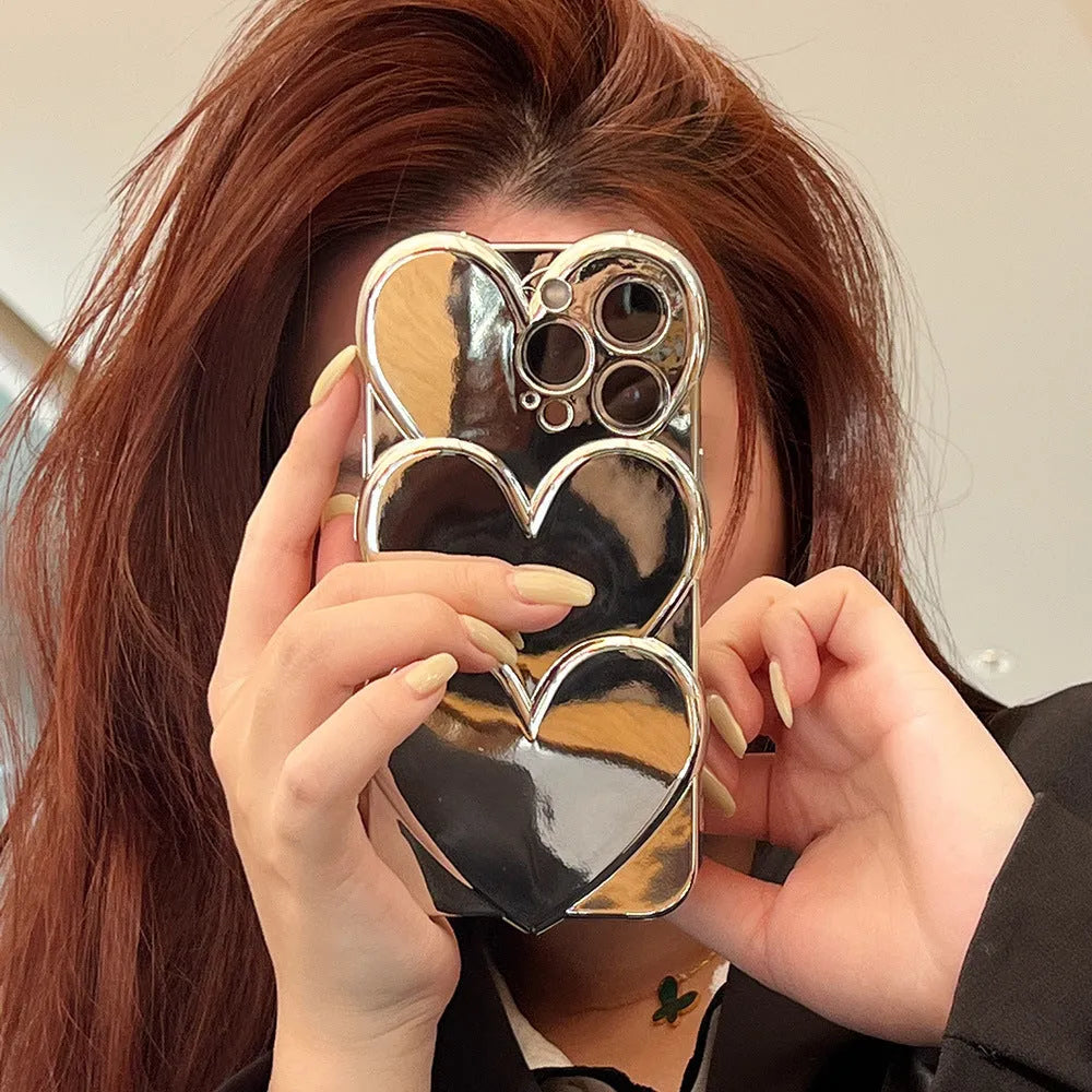 Electroplating love three-dimensional TPU phone case for iPhone with love motif on back