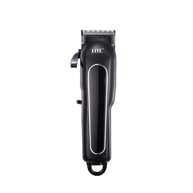 Professional digital electric hair clipper in black with four limiting combs and accessories for home grooming