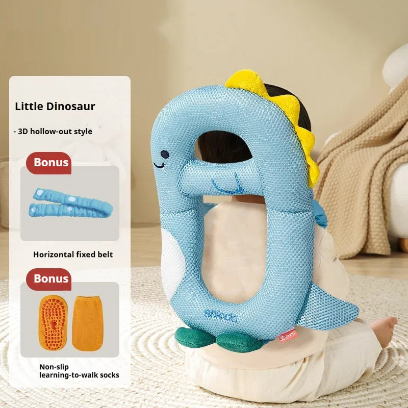 Baby anti-collision pillow and kneepad set in cartoon dinosaur, bee, rabbit, and chicken designs