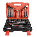 61-piece chrome vanadium steel auto repair socket and wrench tool set in a box.