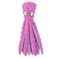Blue unfilled octopus plush dog toy with crinkle and squeaker, shown next to a tape measure indicating its 32cm length.
