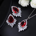AAA jewellery chain bridal banquet set with matching necklace and earrings in blue, red or white options