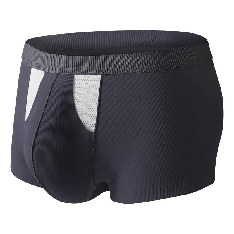 Men's ice silk double-layer shorts in multiple colours showing the hole bag compartment for dry wet separation.